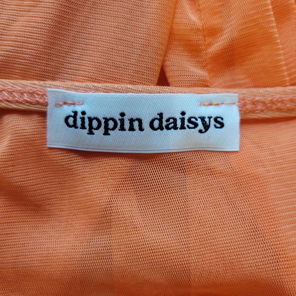 Dippin Daisies Hit the Highway Sheer Orange Tie Front Mesh Top | Beach Cover Up - Picture 7 of 8